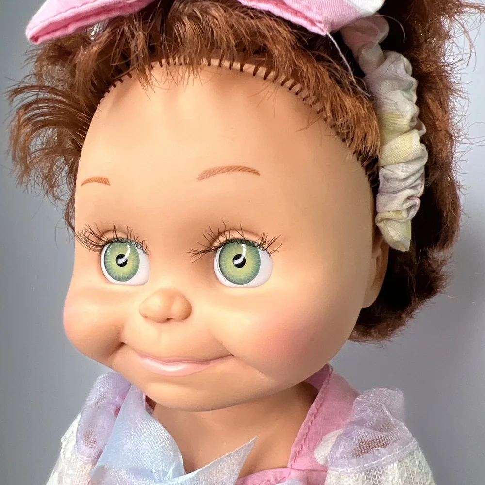 Vintage 1990 Galoob Baby Face So Shy Sherri #9 Green Eyes Pastel Dress